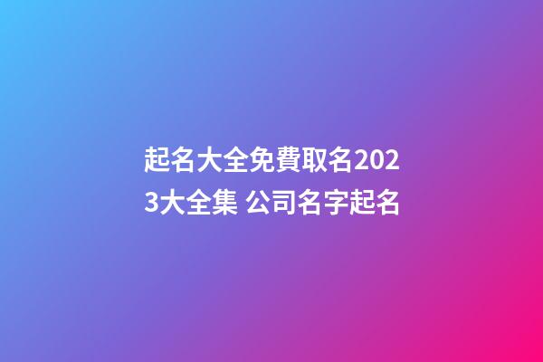 起名大全免費取名2023大全集 公司名字起名-第1張-公司起名-玄機派